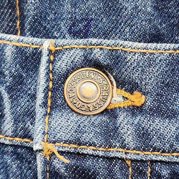 Vintage 90s Levi’s Jeans Mens W42 L30 Dark Wash Orange Tab 517 Bootcut Western - Picture 2 of 12